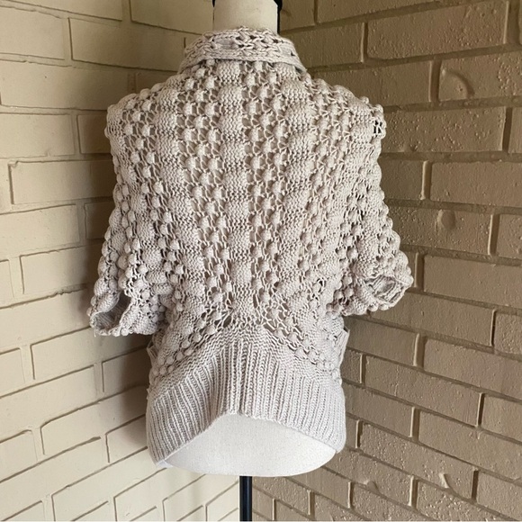 Rebecca Taylor Womens Cotton Wool Sleeveless Buttoned Sweater Vest Beige XS / S - Picture 6 of 11